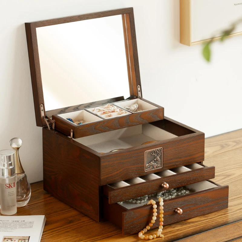 

Makeup Storage Box Wood Container Underbed Jewellery Organizer Bedroom Stationary Organizador Maquillaje Luxury Storage XR50SNH