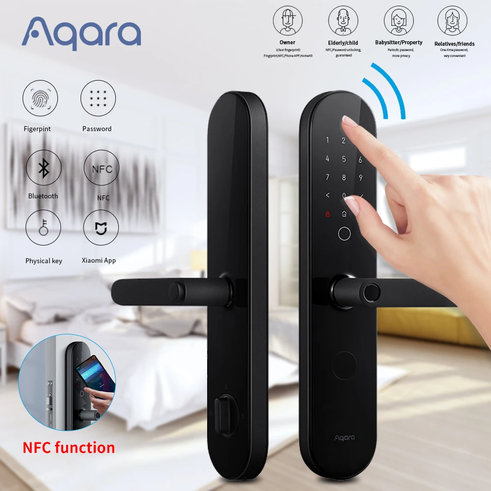 Aqara N100/N200 Smart Door Lock Fingerprint Password Bluetooth-compatible Unlock NFC For Apple HomeKit Mi Home APP Smart Linkage
