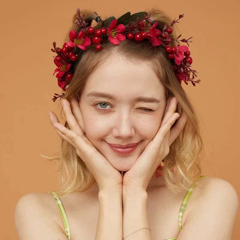 Повязка на голову с красными фруктами вишневый венок вечерние украшения для