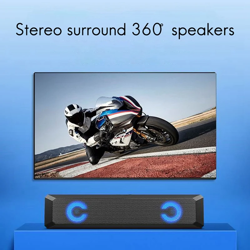 

A4 Bluetooth Speaker 360Degree Stereo Surround Portable TV Multimedia Colorful Streamer RGB Long Strip Subwoofer Speaker