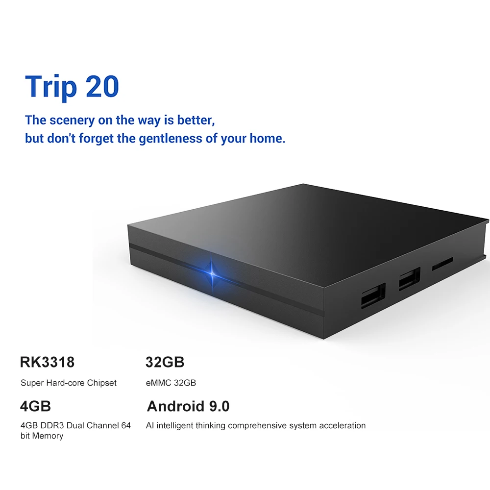 Trip20 Android 9.0 TV Box RK3318 Quad Core 4GB32GB Smart UHD 4K Multimedia Player VP9 2.4G WiFi Bluetooth 4.0 Set-Top | Электроника