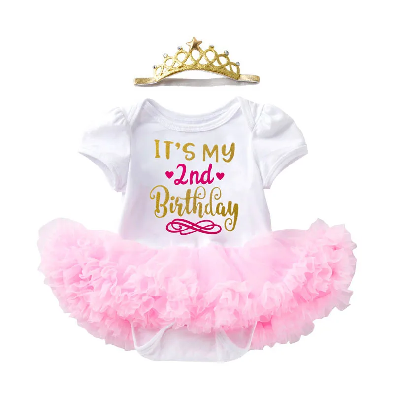 Платье для маленьких девочек 1st 2nd лет платье первого дня рождения с буквенным