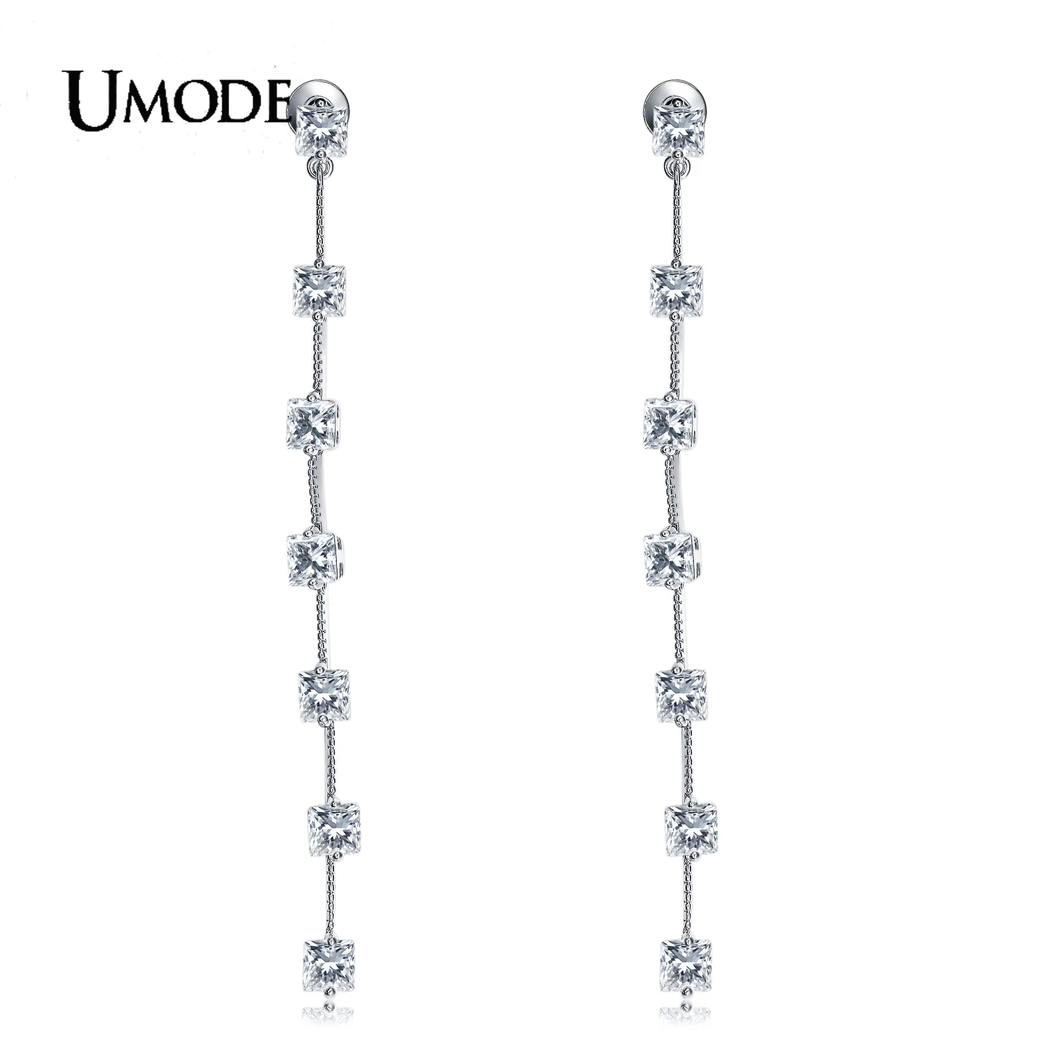 

UMODE Fashion Jewelry 7pcs Square CZ Stone Crystal Long Drop Earrings for Women Wedding Rhinestone Boucle D'Oreille Femme UE0313