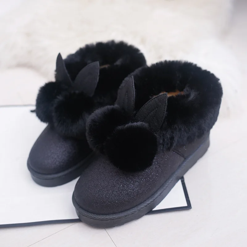 

Warm winter women boots 2019 fashion ankle boots for women sweet balls flats casual shoes woman comfort shoes zapatos de mujer