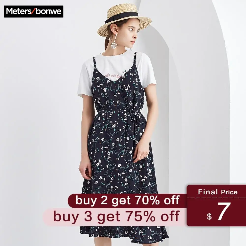 Женское платье с лямкой на шее Metersbonwe пляжное из шифона цветочным принтом новая