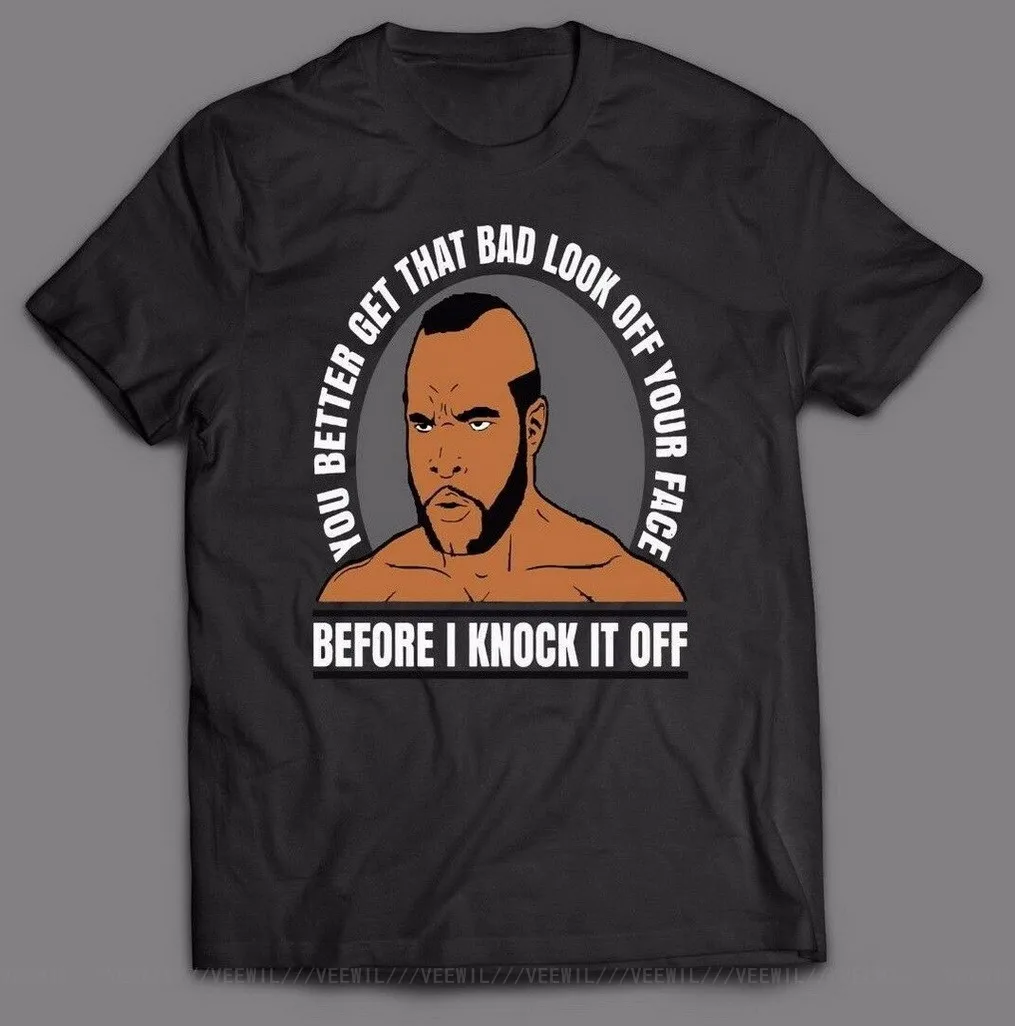 

MR T CLUBBER LANG из фильма «Рокки» плохой внешний вид на заказ OLDSKOOL ART FULL FRONT OF SHIRT свободная футболка Размер Топы