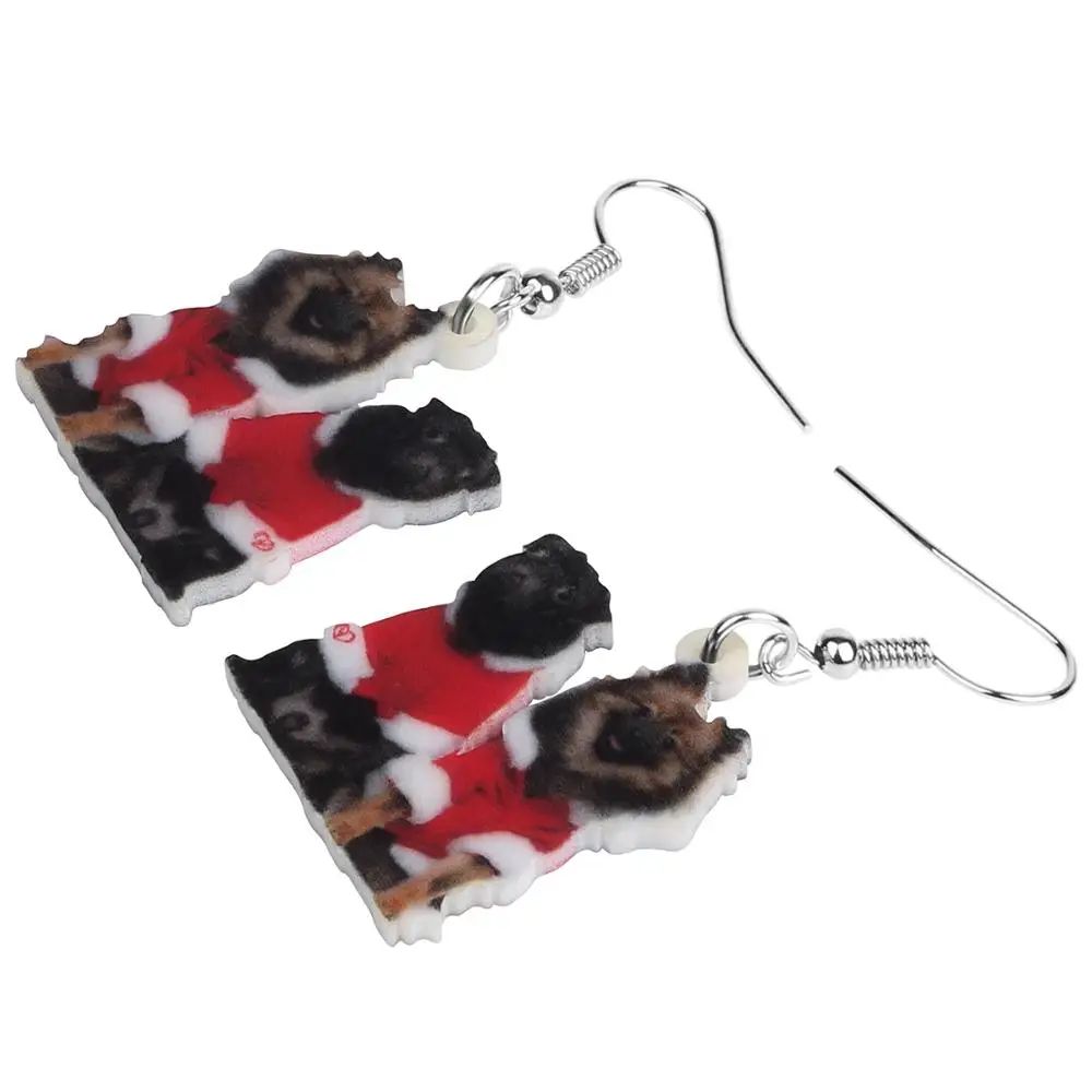 Weveni Акриловый костюм Рождественского Померанского пса Пуг серьги Анимал-дроп-дангл ювелирные изделия для женщин девушек подарок на украшение подростков.