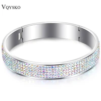 wholesale price ab color crystal women bangles custom jewelry stainless steel jewelry bangles with crystals