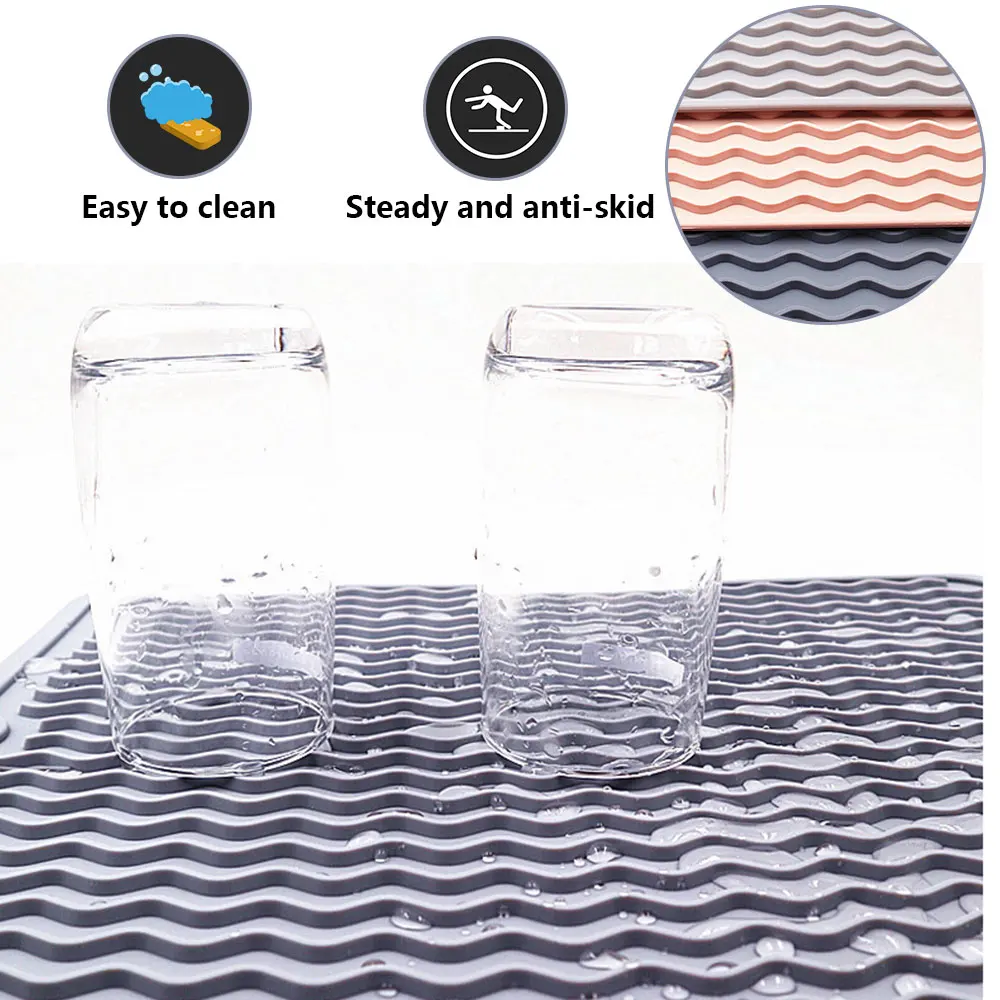 

Silicone Dish Drying Mats Thickness Heat Resistant Trivet Drip Tray Cup Coasters Non-Slip Pot Holder Table Kitchen Accessories