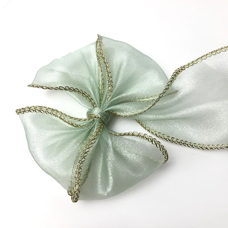 55 мм 2 &quotDIY органза волнистая опрессовка с золотыми краями для бантов брошь