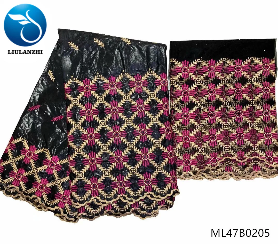 

LIULANZHI african bazin fabrics Latest style army green bazin brocade fabric with stones 5+2yards bazin cotton fabrics ML47B02