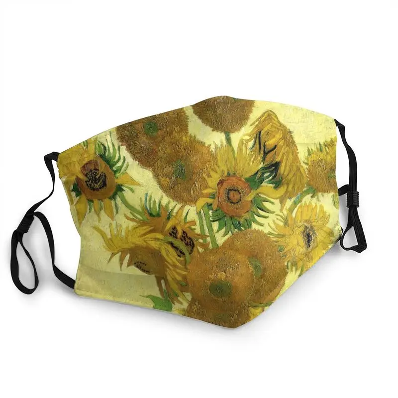 

Vincent Van Gogh Non-Disposable Mouth Face Mask Men Sunflowers Anti Haze Dustproof Mask Protection Cover Respirator Muffle