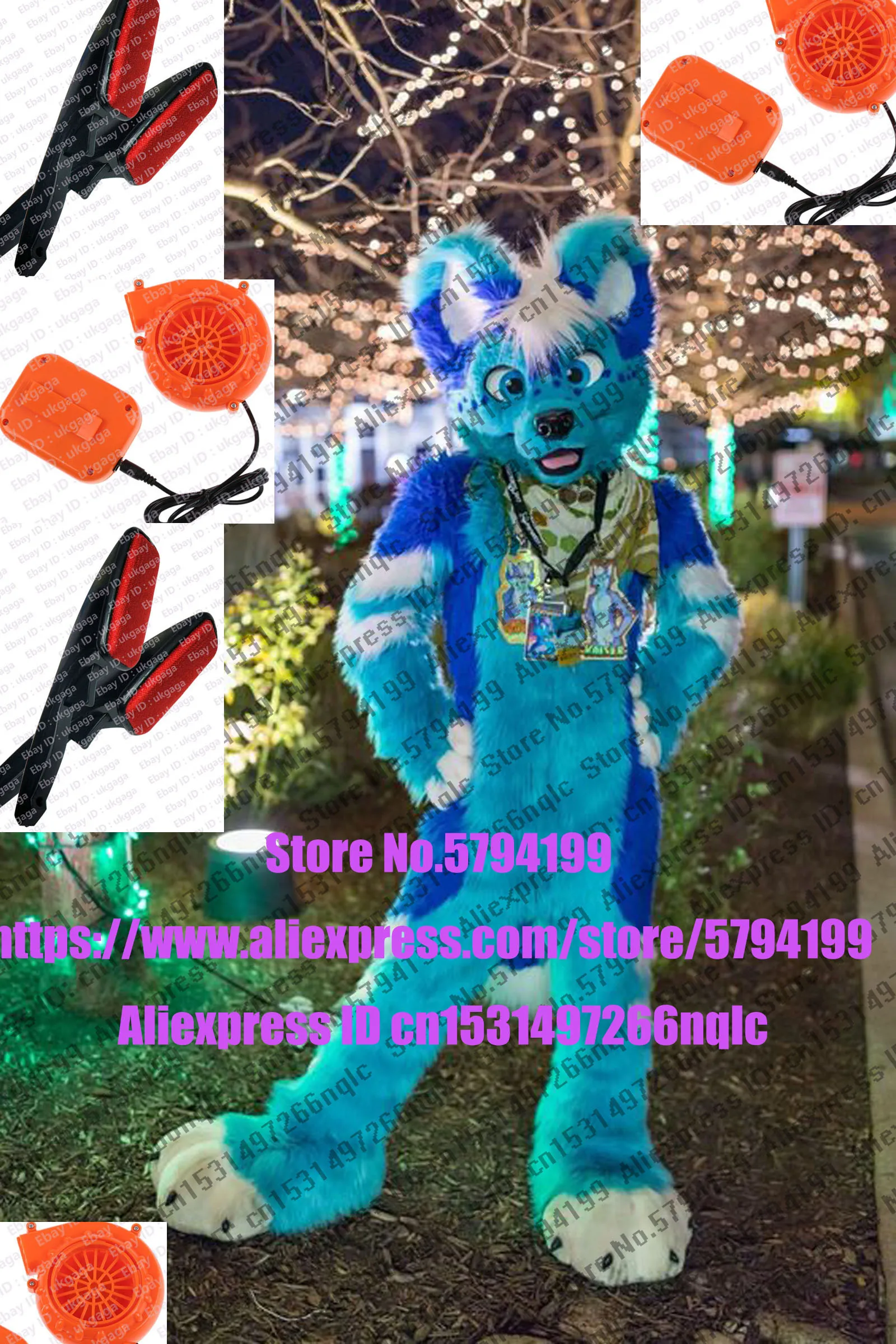 Сапфировый синий хаски собака волк Пушистый костюм Косплей Животное для