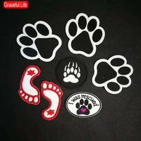 animal foot print bear paw iron on patch embroidered applique label punk biker patches clothes stickers accessories badge