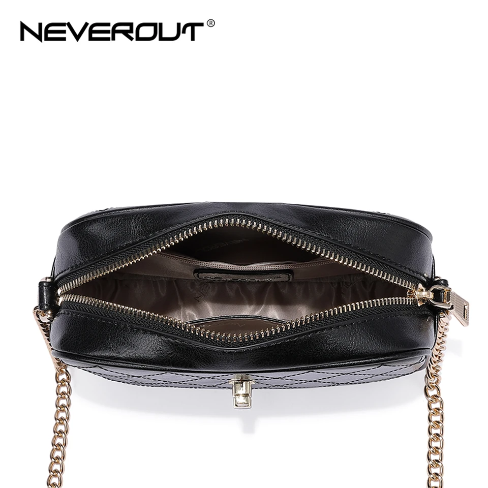 Классическая сумка мессенджер NEVEROUT маленькая черная кожаная через плечо для