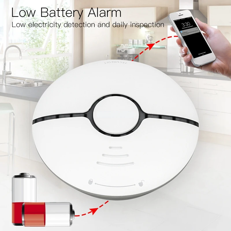 

New-WiFi Smart Smoke Fire Gas Alarm Detector Home Security System Battery Powered Alarm Wireless WIFI Smoke Sensor