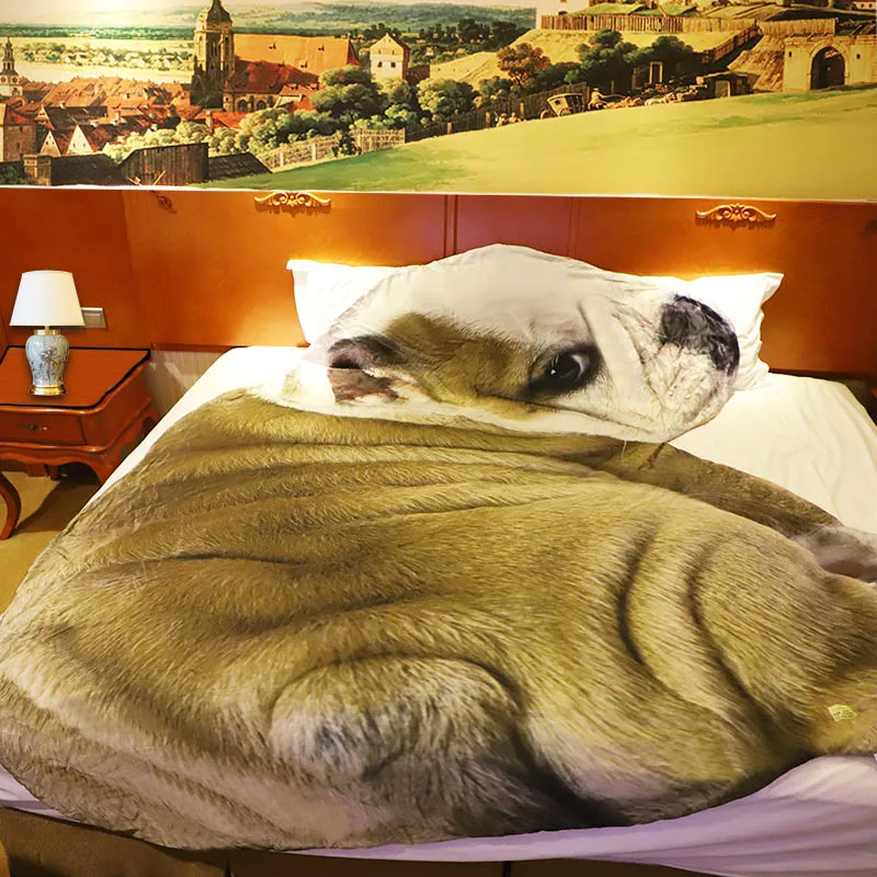 Хлопковое стеганое одеяло с 3D рисунком собаки летнее крутое для дома дивана