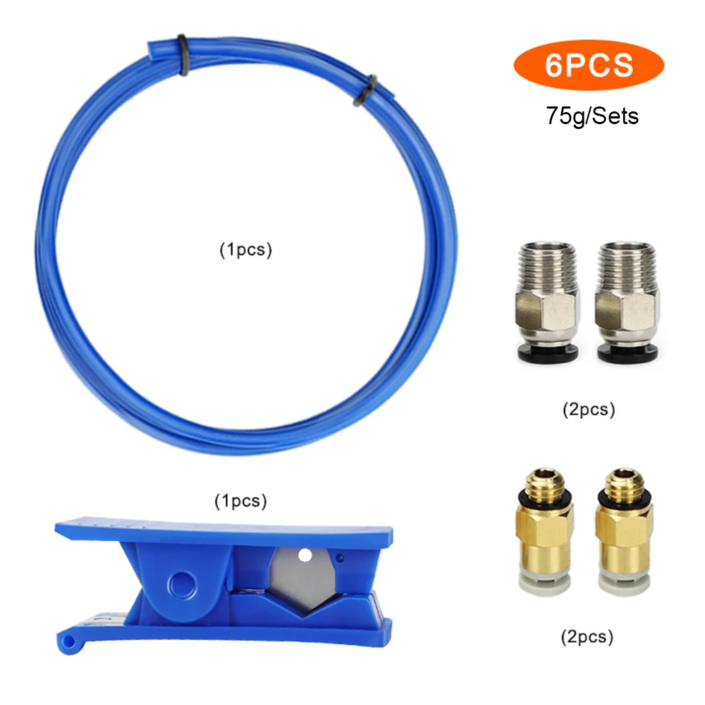 

Brand New 6pcs 3D Printer PTFE Tube M6 M10 Straight Pneumatic Quick Fitting Connector PTFE Tubing For 1.75mm Filament CR-10