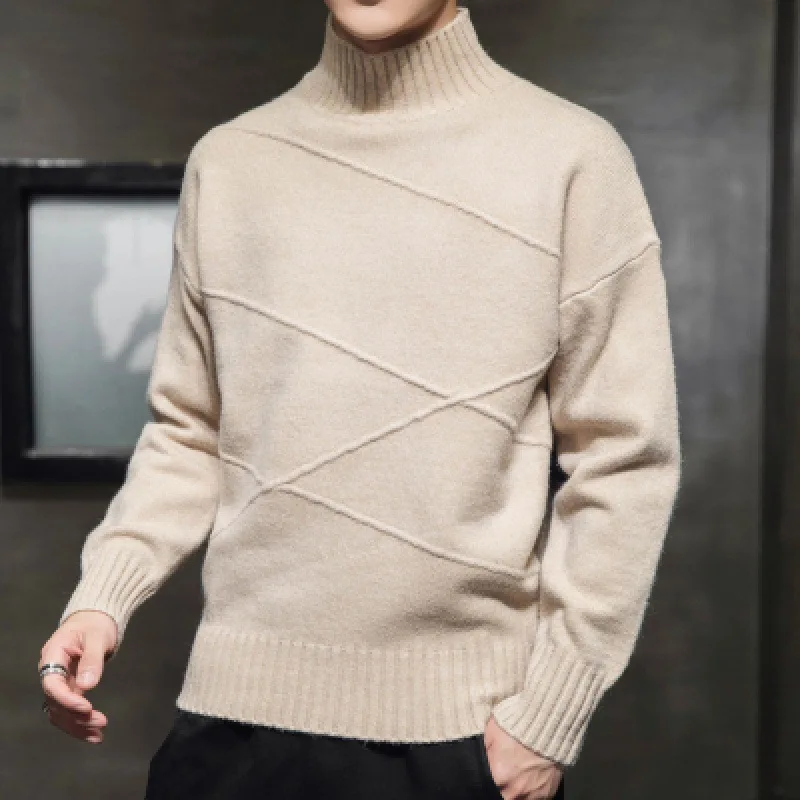 

2020 spring and autumn new sweater men's half turtleneck sweater trend personality spring and autumn bottoming shirt