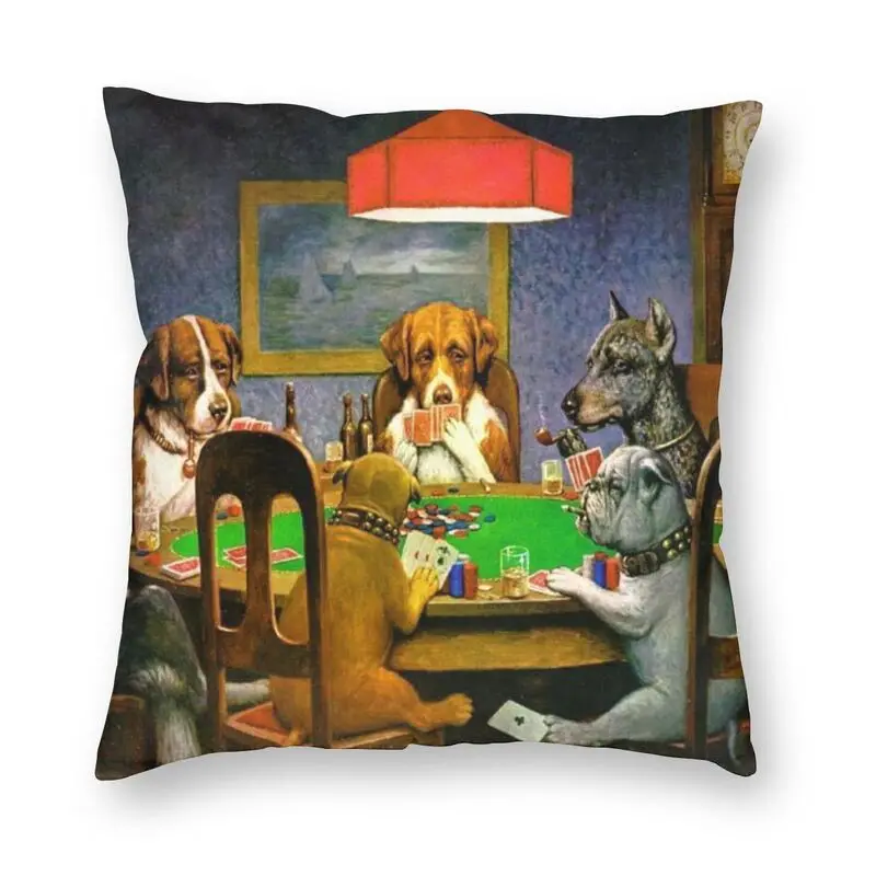 

Cassius Marcellus Coolidge Dogs Playing Poker Square Pillowcover Decoration Cushions Throw Pillow Case for Living Room Printing