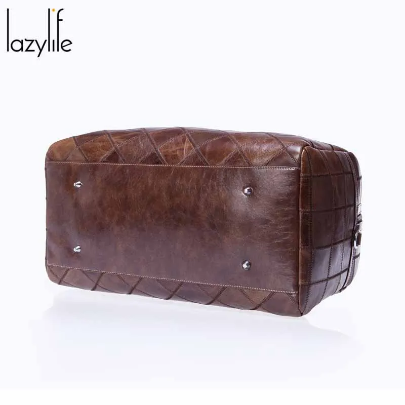 Дорожная сумка LAZYLIFE из натуральной кожи для пар модный спортивный чемодан