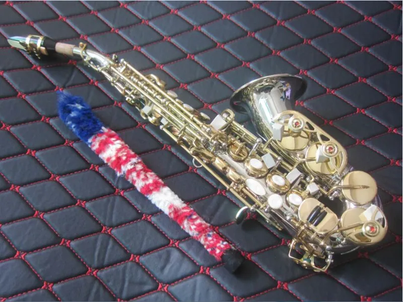 

Hot Selling Curved Soprano Saxophone Bb Silvering Brass Musical instrument With Mouthpiece Free shipping Leather Boxs