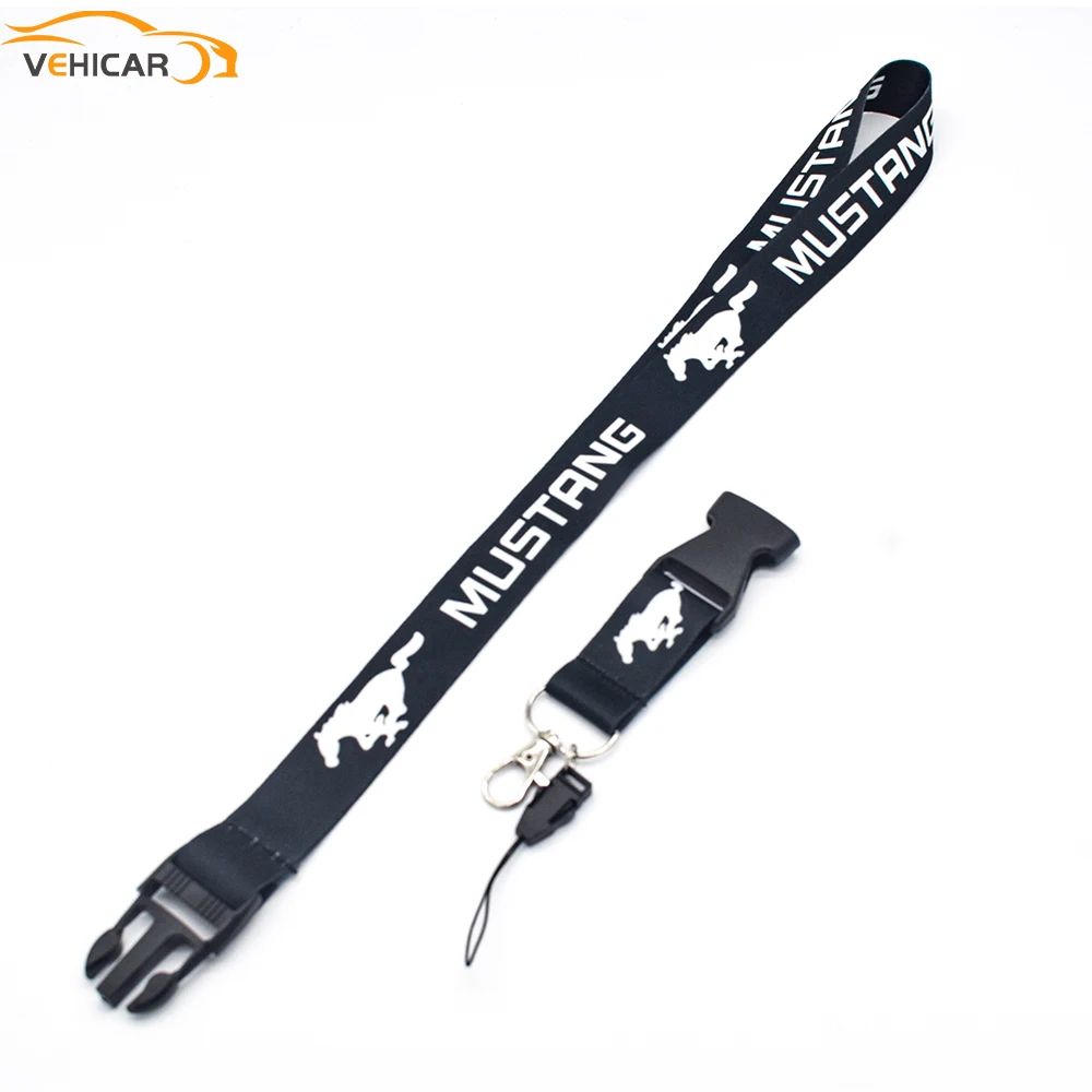 VEHICAR Auto Key Neck Straps Lanyard For Mustang Car Logo Lanyard ID Card Cell Phone Keychain Hanging Rope Vehicle Accessories