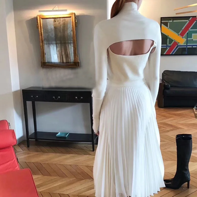 Женская трикотажная водолазка DEAT вязаный пуловер с длинными рукавами и V