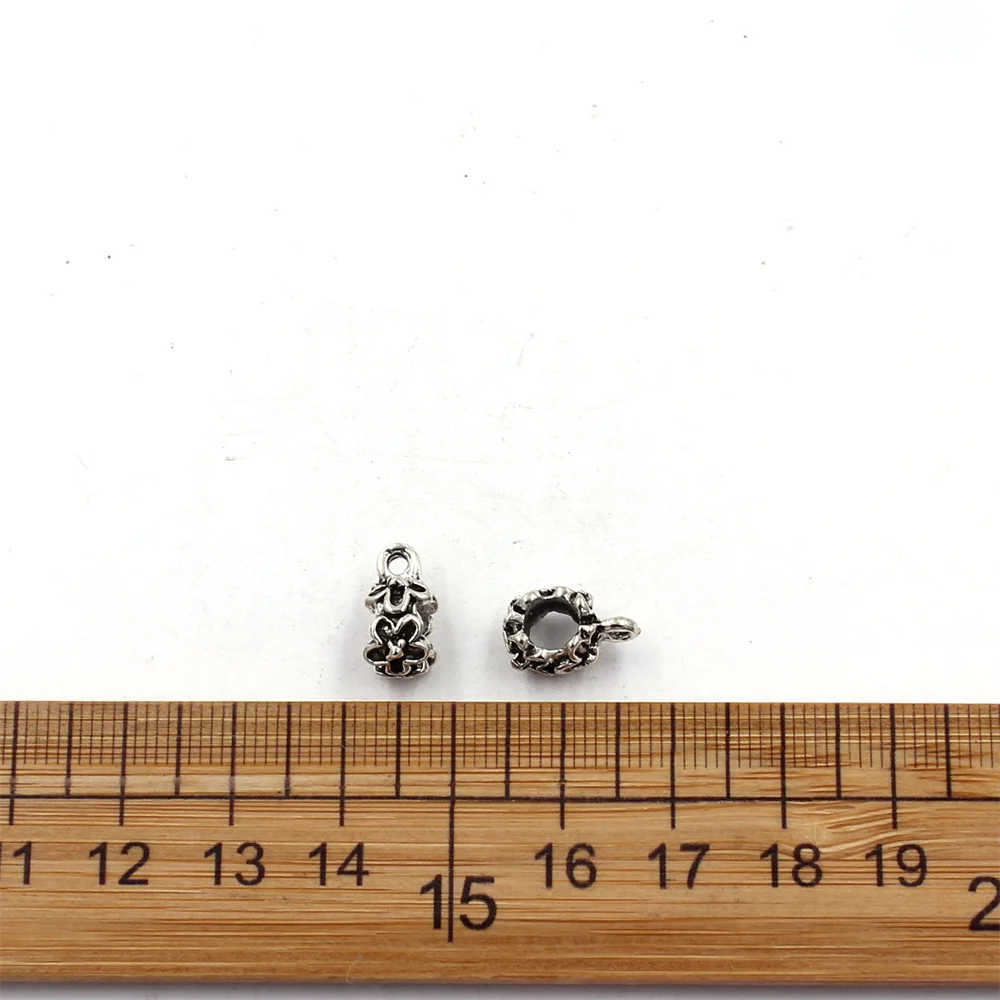 

5pcs/lot 6x12mm DIY Flower Ring Pendant For Jewelry Making Antique Silver Flower Ring Pendants Charm Pendant