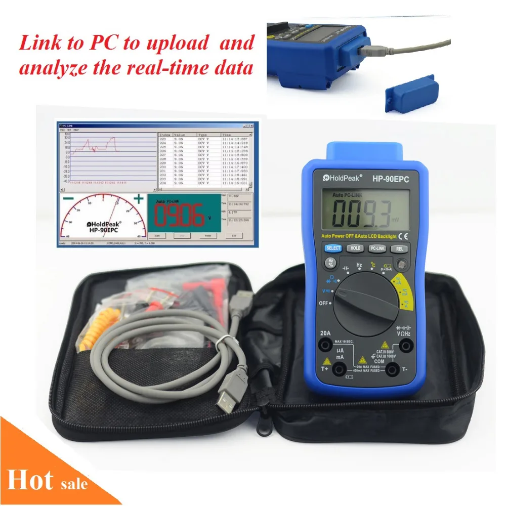 Best HoldPeak HP-90EPC Digital Multimeter USB Temperature Instruments Capacitance Meter Data Hold Multime | Дом и сад