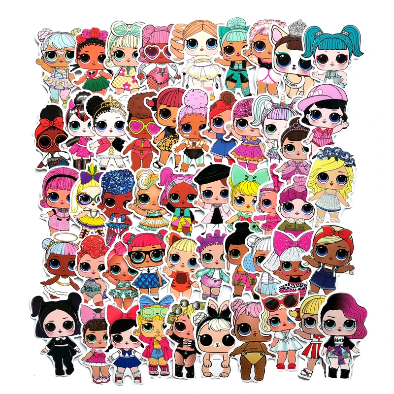 50 шт. индивидуальные наклейки с куклами детские игрушки ПВХ граффити чемодан