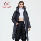 Женская куртка HaiLuoZi 2021, новая теплая Толстая Женская куртка с капюшоном, модная повседневная женская хлопковая верхняя одежда с большими карманами и Диагональной молнией, 6038