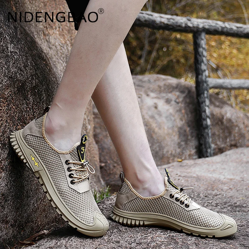 Men Sneakers Mesh Breathable Lightweight Quick Dry Outdoor Climbing Mountaining Walking Sports Shoes Soft Non Slip Male Tenis