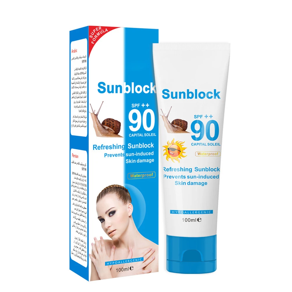 

Snail Sunscreen Cream SPF90PA++ Protection Face Cream Sunblock Protective Cream Pigmentation 100g