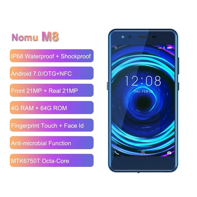 Nomu M8 смартфон с 5 5-дюймовым дисплеем восьмиядерным процессором MTK6750T ОЗУ 4 Гб ПЗУ 64