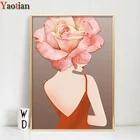 Алмазная 5D Вышивка сделай сам в скандинавском стиле с цветами, Женская алмазная живопись, вышивка крестиком, полностью Круглая Мозаика Стразы, искусство