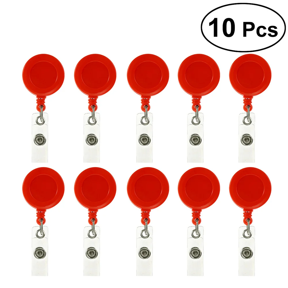 

10pcs Retractable ID Badge Reels with Belt and Clip (Random Color)