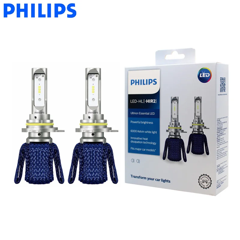 Philips светодиодный 9012 H1R2 Ultinon основной светодиодный автомобильный светильник 6000K яркий белый светильник оригинальные автомобильные лампы головного света 11012UE X2, пара