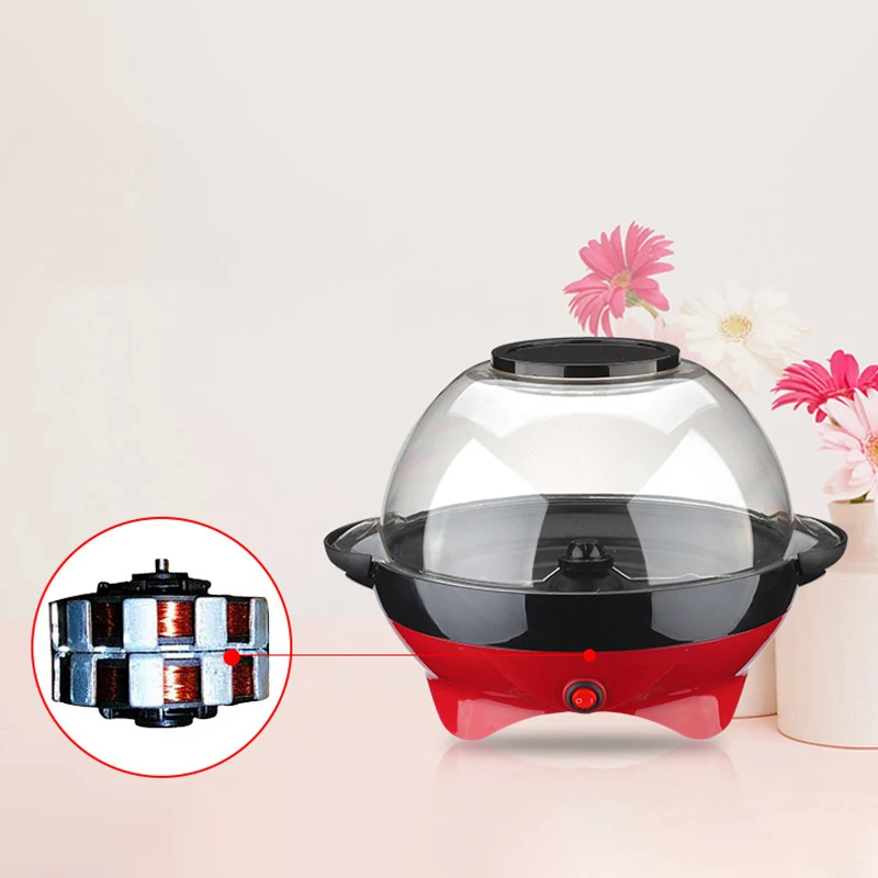 

Mini Red Small Round Machine Home Children Automatic Popcorn Machine Electric Non-Commercial Can Be Added with Sugar EU Plug