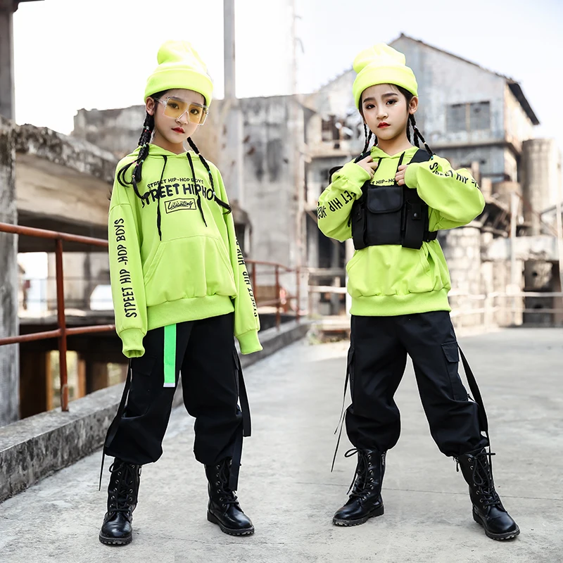 Children Hip Hop Dance Costume Kids Street Clothing Boy's Wear Stage Dancing Drum Performance Cool Black Hiphop Pant 1401 |