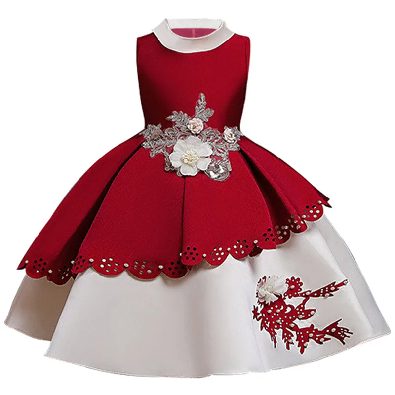 2021 Girls Luxury Dress Party Elegant Princess For Wedding Gown Children Lacy Red Green Vestidos 3 8 12 Year | Детская одежда и