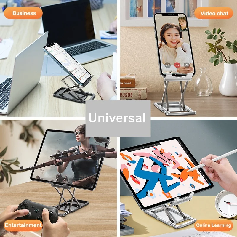metal universal phone holder stand for iphone 13 12 11 xs samsung s20 xiaomi desktop foldable phone stand for ipad tablet mount free global shipping