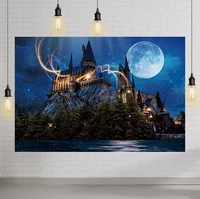 magic world castle photography backdrop supplies for newborn kids 1st birthday party decorations props witches wizard banners
