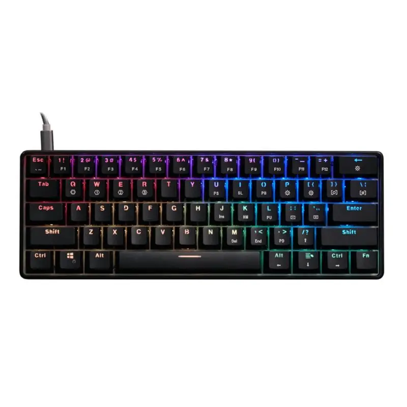 

RGB LED Backlit Wired Mechanical Keyboard,Portable Compact Waterproof Mini Gaming Keyboard 61 PBT Keycaps Gateron Switcs
