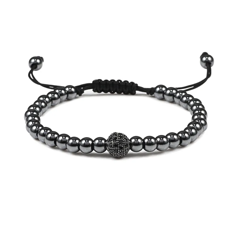 Мужской плетеный браслет с бусинами 1 шт. регулируемой веревкой ювелирные