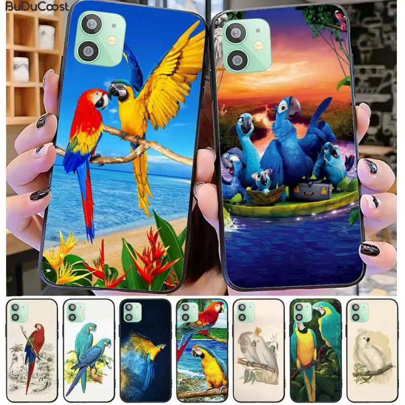

Hrmes Flower Bird Parrot Phone Case for iphone 11 Pro11 Pro Max X XS XR XS MAX 8plus 7 6splus 5s se 7plus case