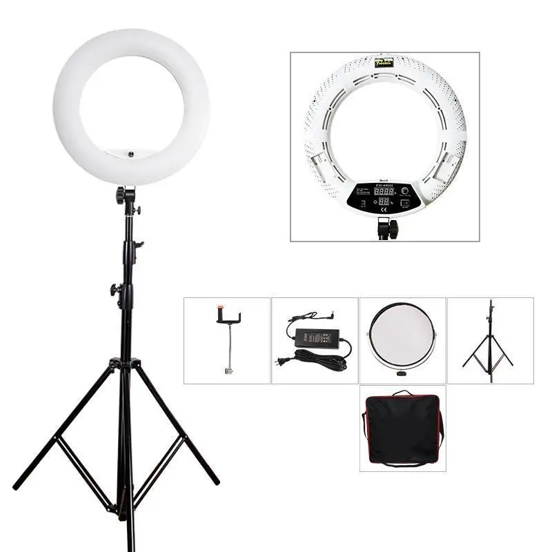 

Yidoblo White FD-480II 18" Studio Dimmable Ring Light 5500K 480 LED Video Light Lamp Photographic Lighting + Tripod (280cm)+ bag