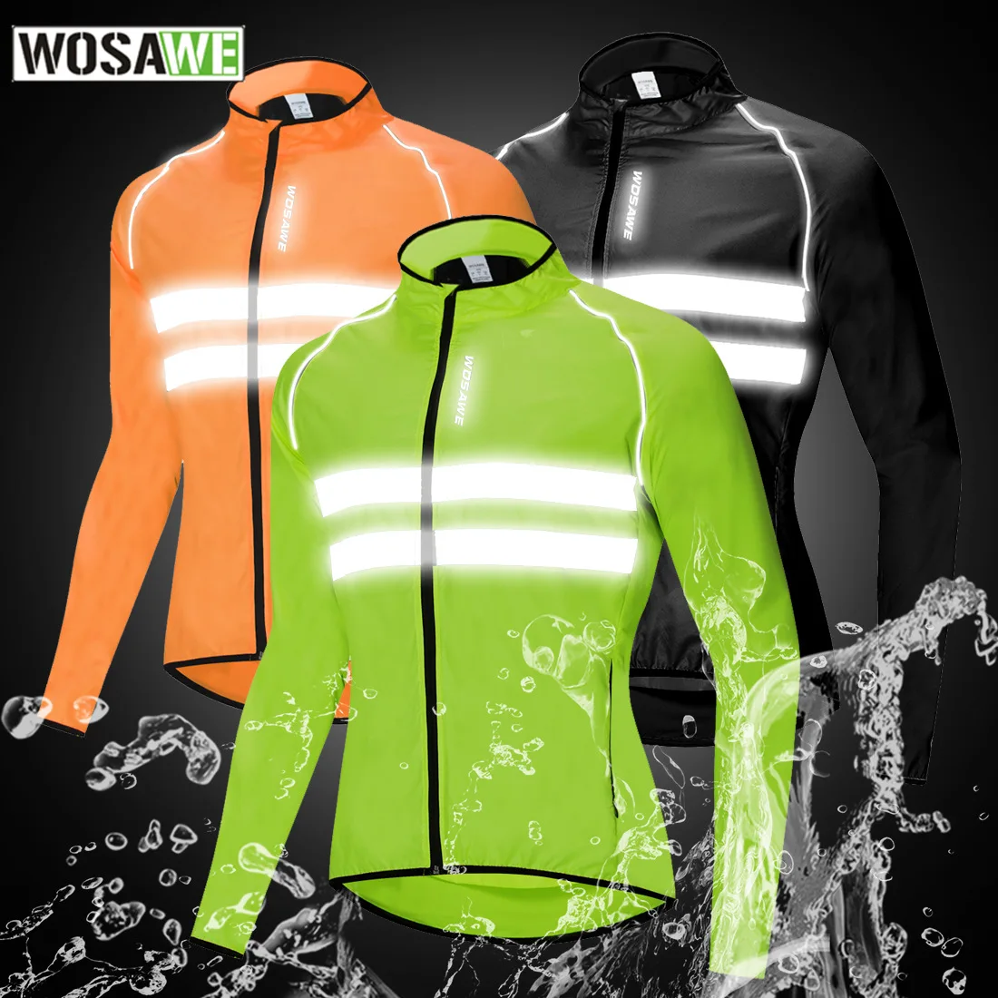 WOSAWE Night Visibility Cycling Jacket Soft Comfortable Windproof Bike Water Resistant chaqueta reflectante Windbreaker | Автомобили и