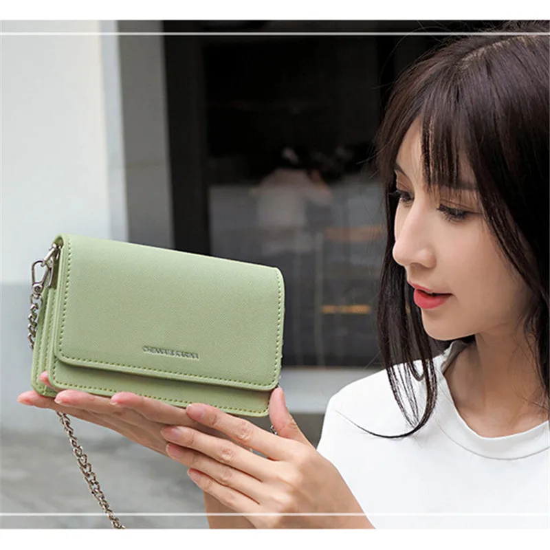 Женская наплечная сумка из искусственной кожи с цепочкой квадратная в Корейском