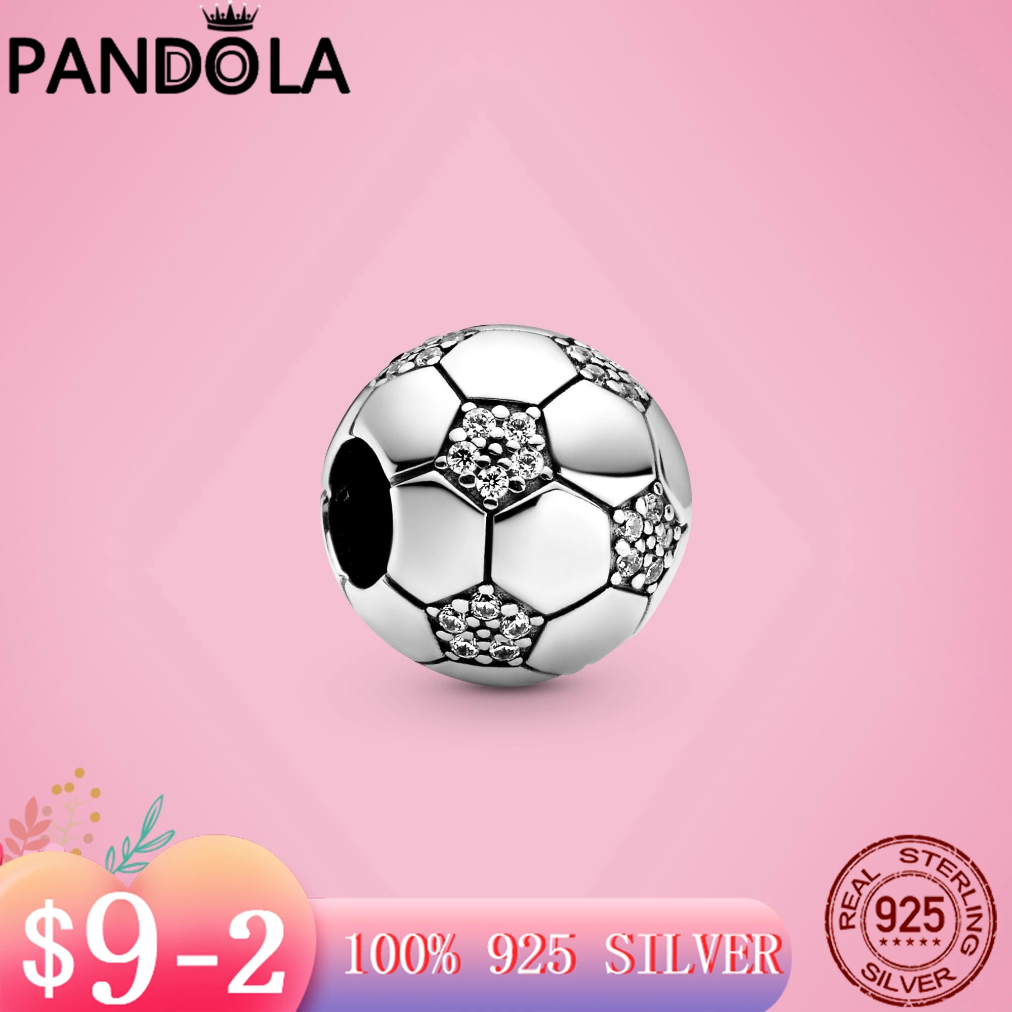 Новинка 2021 блестящие бусины-шармы в виде футбольного мяча из серебра 100% подходят